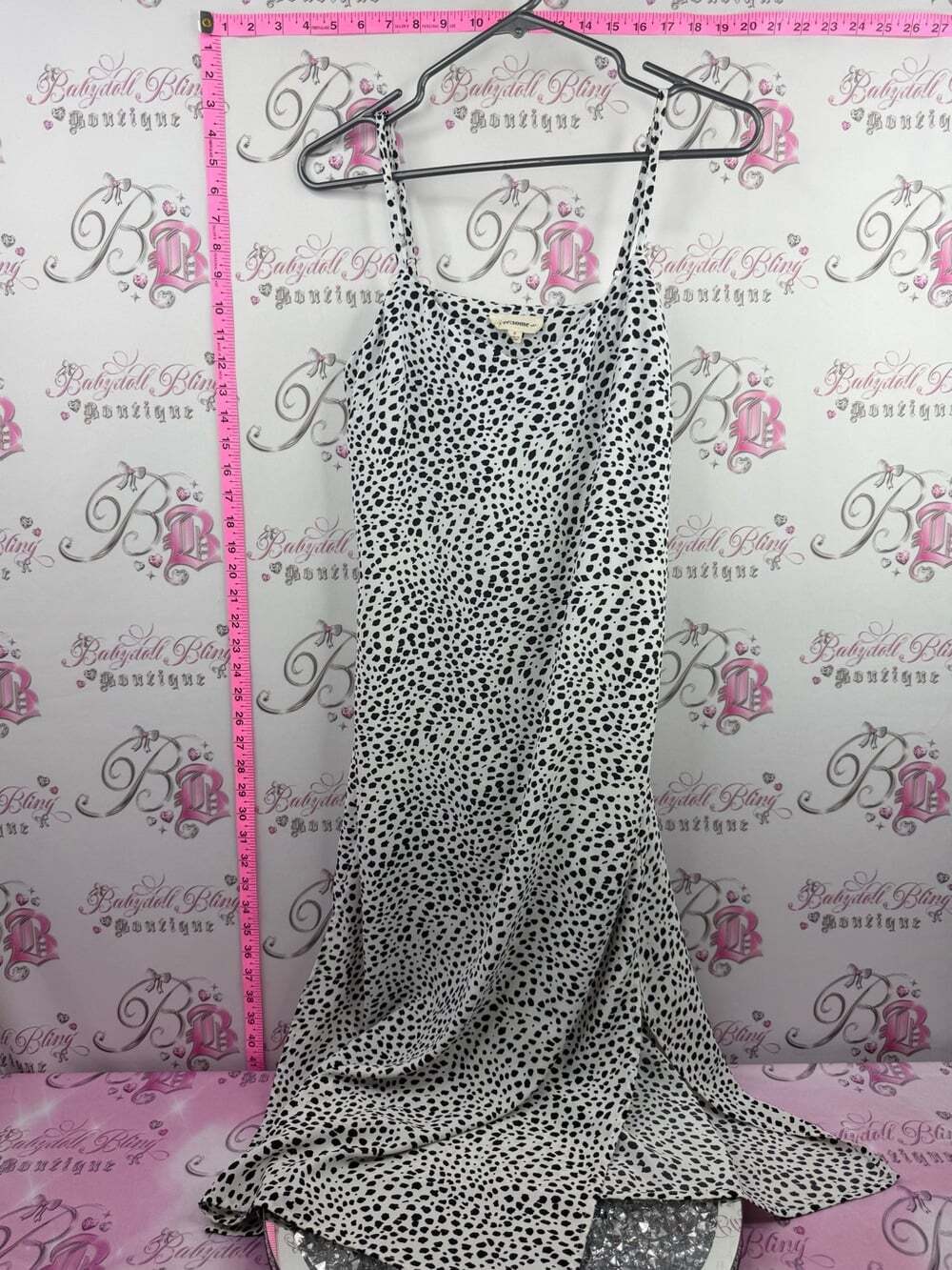 eesome dress dotted spots Black & White Polka-Dot Midi Slip Dress